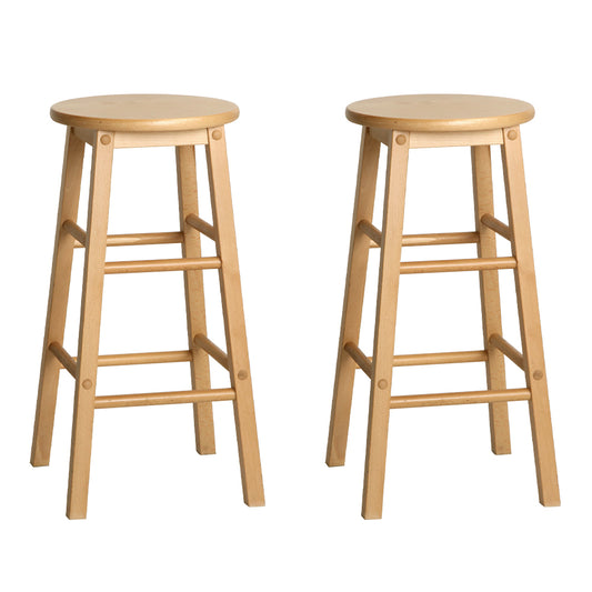 Artiss Set of 2 Beech Wood Backless Bar Stools - Natural "Enhance Your Living Space with Nessah Modern Style Wooden Bar Stools - 2 Set by Artiss"