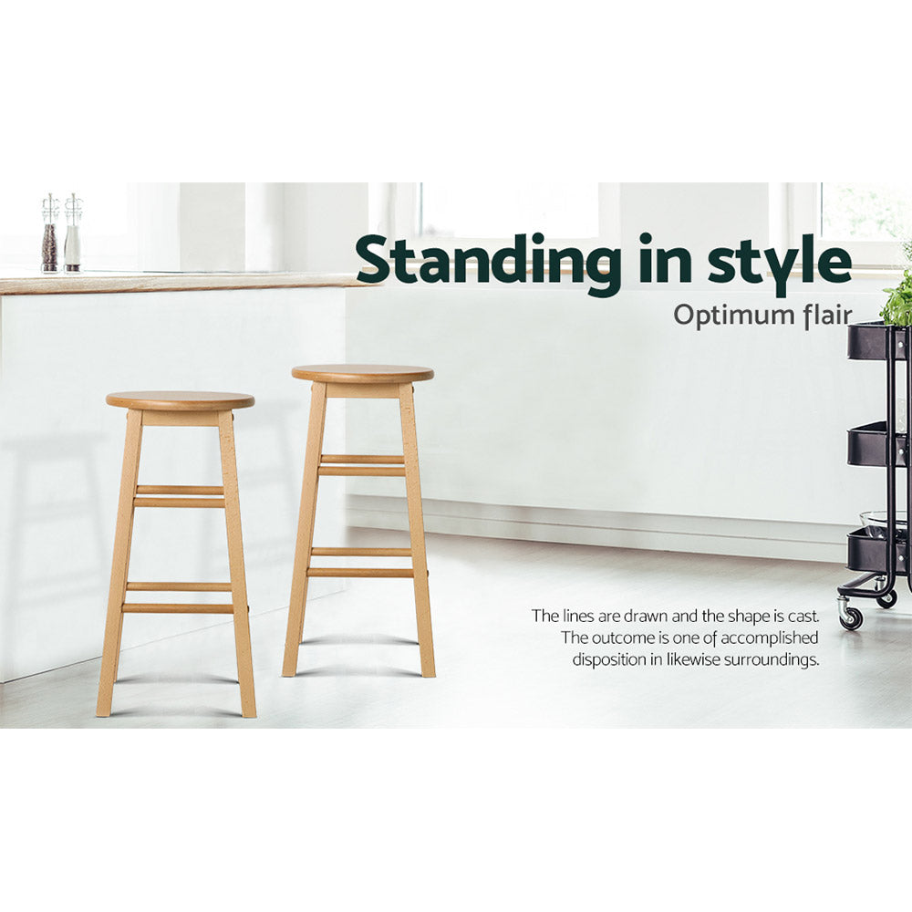 "Enhance Your Living Space with Nessah Modern Style Wooden Bar Stools - 2 Set by Artiss"