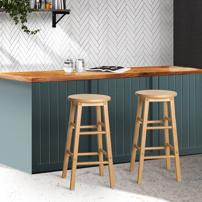 "Enhance Your Living Space with Nessah Modern Style Wooden Bar Stools - 2 Set by Artiss"