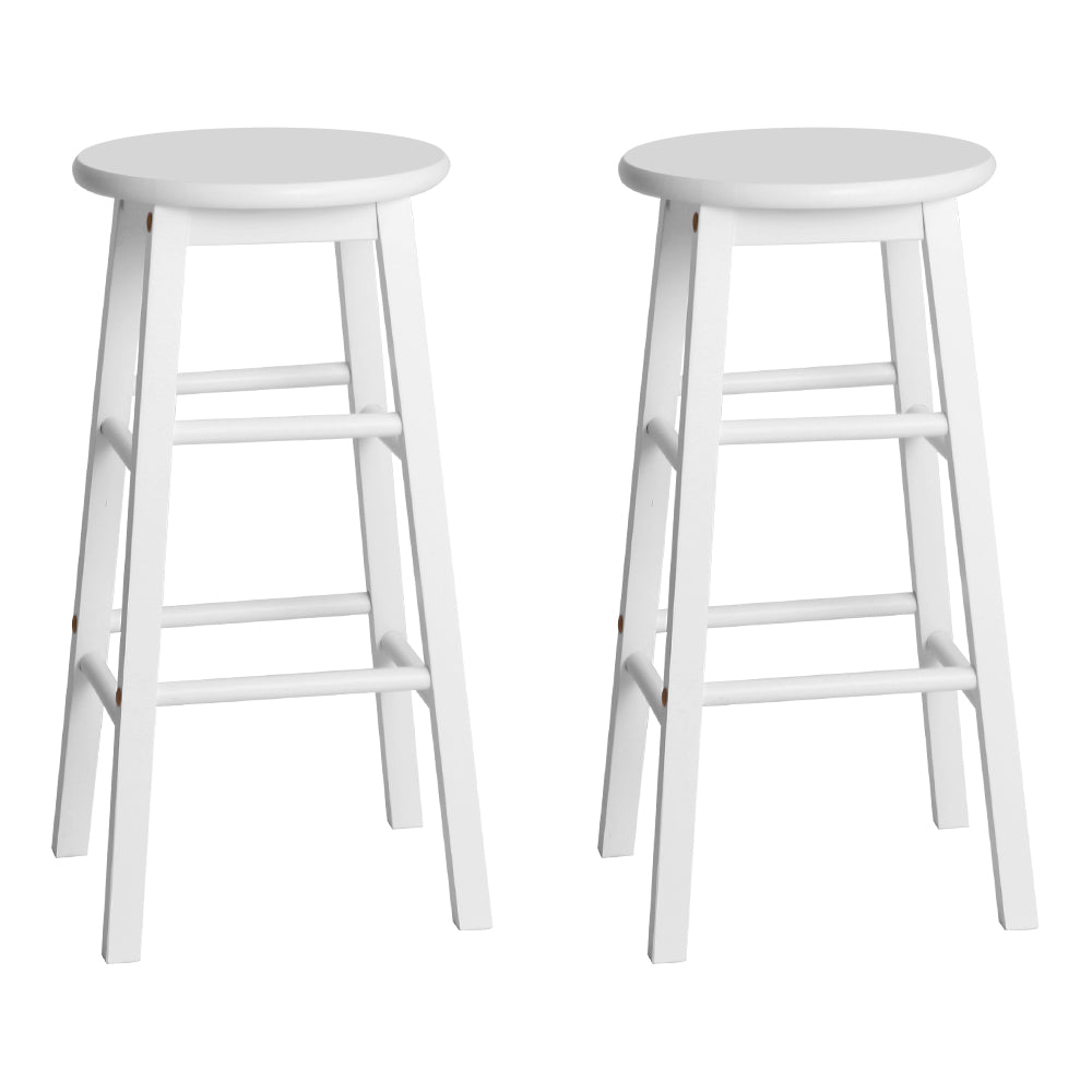 Artiss Set of 2 Beech Wood Backless Bar Stools - White "Stylish Beech Wood Chair with Smooth Velvet Seat and Floor Protector for Home Decor - Nessah"