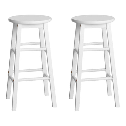 Artiss Set of 2 Beech Wood Backless Bar Stools - White "Stylish Beech Wood Chair with Smooth Velvet Seat and Floor Protector for Home Decor - Nessah"