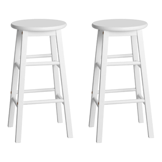 Artiss Set of 2 Beech Wood Backless Bar Stools - White "Stylish Beech Wood Chair with Smooth Velvet Seat and Floor Protector for Home Decor - Nessah"