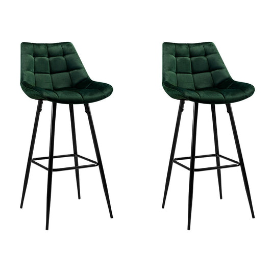 Artiss Set of 2 Velvet Bar Stools - Green  "Modern and Comfortable Chairs for Home and Office: A Collection of Velvet, Leather, and Fabric Seating Options"