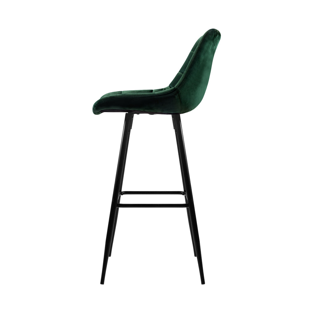 Artiss Set of 2 Velvet Bar Stools - Green  "Modern and Comfortable Chairs for Home and Office: A Collection of Velvet, Leather, and Fabric Seating Options"