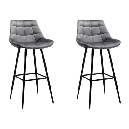 Artiss Set of 2 Velvet Bar Stools - Grey    "Modern Walnut Finish Chairs for Comfortable Seating in Any Room or Office Space - Fine Quality Furniture by Nessah"