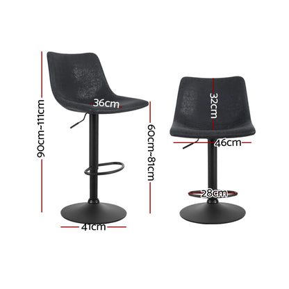 Artiss Set of 2 Bar Stools Gas Lift- Black "Experience Luxury and Style with Nessah - The Velvet Chair with Thick Foam, Sturdy Seating, and Adjustable Height for Your Home or Office"