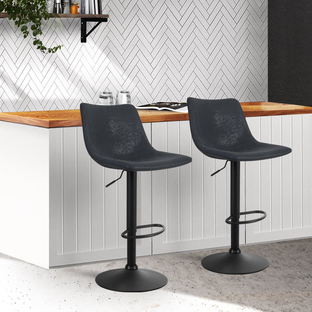 Artiss Set of 2 Bar Stools Gas Lift- Black "Experience Luxury and Style with Nessah - The Velvet Chair with Thick Foam, Sturdy Seating, and Adjustable Height for Your Home or Office"