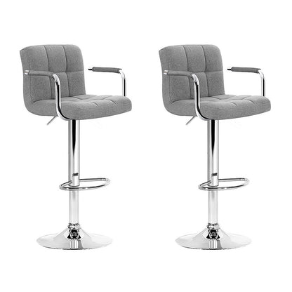 Add High Rise Grey Faux Linen Kitchen Bar Stool Round Chrome Base Set of 2 to your space feel the charm.