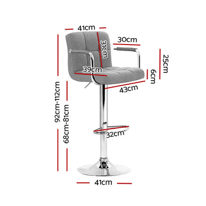 Artiss Set of 2 Bar Stools "Modern PU Leather Bar Stool with Comfortable Seating and Adjustable Gas Lift Lever"