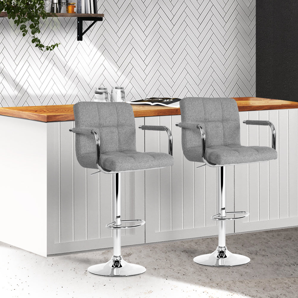 Artiss Set of 2 Bar Stools "Modern PU Leather Bar Stool with Comfortable Seating and Adjustable Gas Lift Lever"