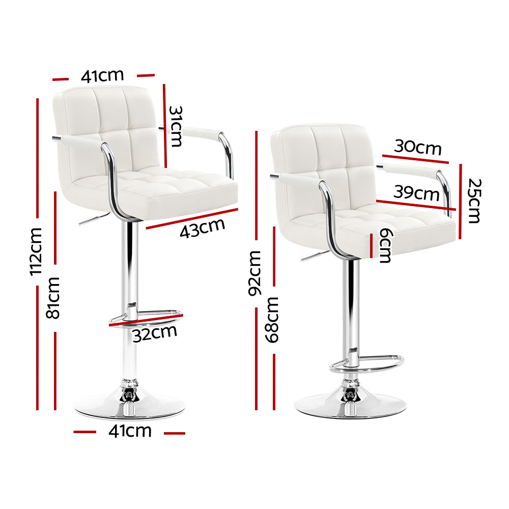 Upgrade Your Home Bar with Artiss Set of 2 Steel and White Bar Stools - Effortless Swivel and Gas Lift Functionality!