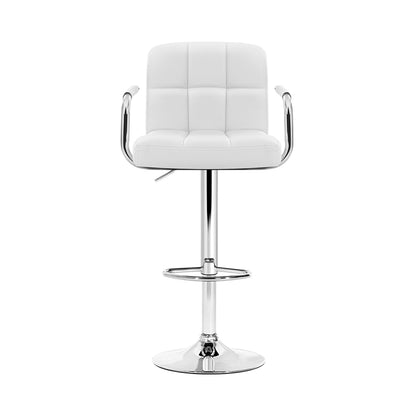 Upgrade Your Home Bar with Artiss Set of 2 Steel and White Bar Stools - Effortless Swivel and Gas Lift Functionality!