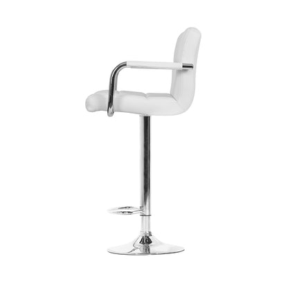 Upgrade Your Home Bar with Artiss Set of 2 Steel and White Bar Stools - Effortless Swivel and Gas Lift Functionality!