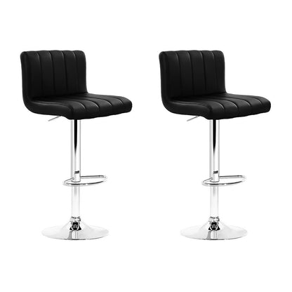 Artiss Set of 2 Line Style PU Leather Bar Stools - Black "Modern PU Leather Seat with Fine Quality and Anti-Slip Design - Ideal for Home, Office, and Bar"