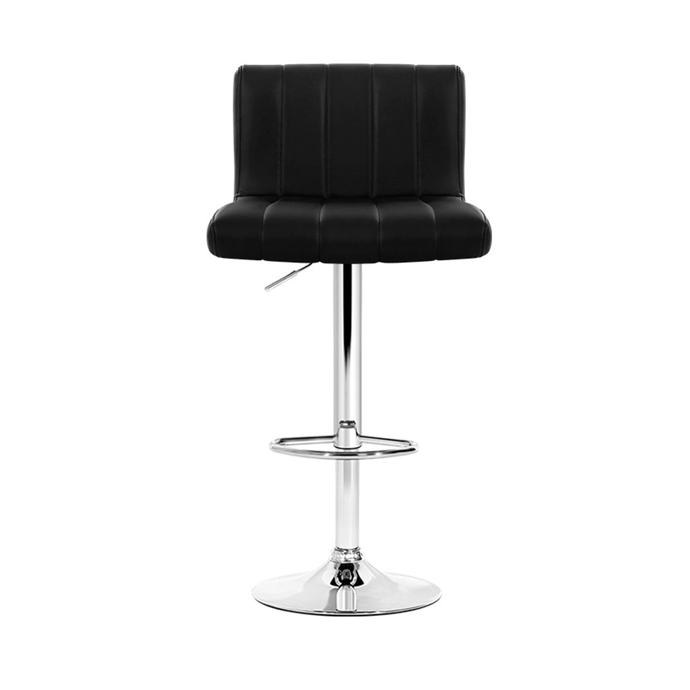 Artiss Set of 2 Line Style PU Leather Bar Stools - Black "Modern PU Leather Seat with Fine Quality and Anti-Slip Design - Ideal for Home, Office, and Bar"