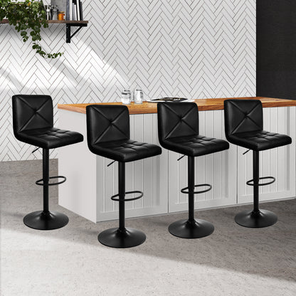 Barstool Now Bar Stools PU Leather Criss Cross Style - Black - Set of 4