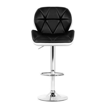 Artiss Set of 2 Kitchen Bar Stools - White, Black and Chrome "Upgrade Your Living Space with a Modern and Luxurious Velvet Chair with Steel Footrest and PU Leather Seat"