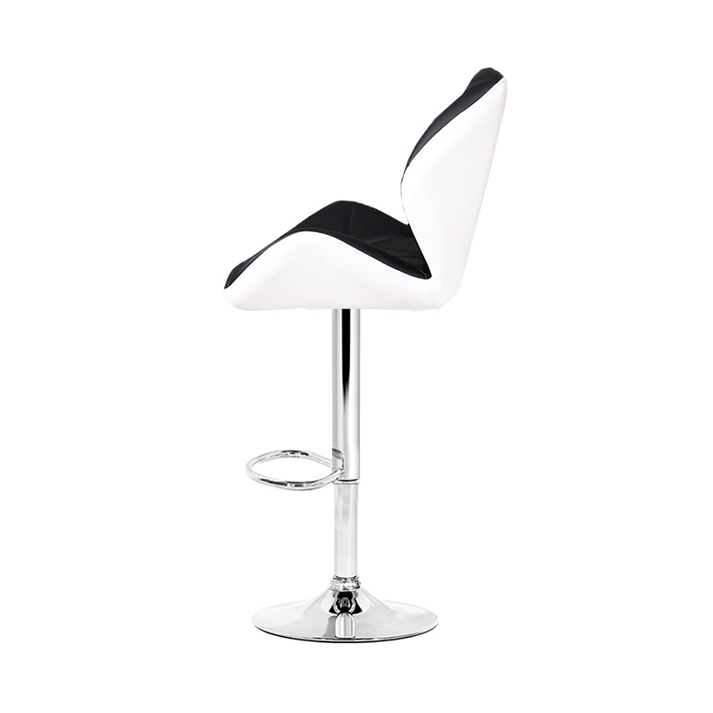 Artiss Set of 2 Kitchen Bar Stools - White, Black and Chrome "Upgrade Your Living Space with a Modern and Luxurious Velvet Chair with Steel Footrest and PU Leather Seat"