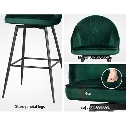 Artiss Mesial Bar Stools: Elegant Design and Superior Quality, Featuring Deluxe Velvet Upholstery, Thick Foam Soft Padded Seats, Sturdy Metal Legs, and Anti-Slip Pads for Long-Lasting Stability and Scratch-Free Floors