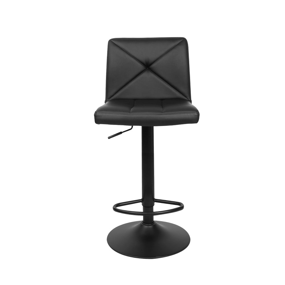 Artiss Set of 2 PU Leather Gas Lift Bar Stools - Black Upgrade your kitchen or office space with our stylish and elegant velvet swivel bar stools, and enjoy the perfect blend of comfort and design.