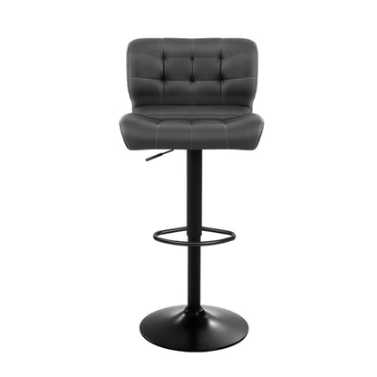 Artiss Set of 2 Kitchen Bar Stools Gas Lift Plush PU Leather - Black and Grey "Upgrade Your Seating Comfort with 2 Set of Premium Velvet and PU Leather Bar Stools featuring Soft Padded Seats, Steel Footrest, and Floor Protectors"