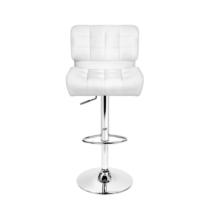 PU Leather Gas Lift Bar Stools - White and Chrome - Set of 2