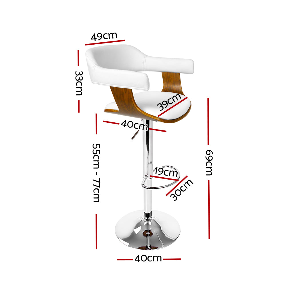 Wooden PU Leather Bar Stool - White and Chrome