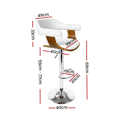 Wooden PU Leather Bar Stool - White and Chrome