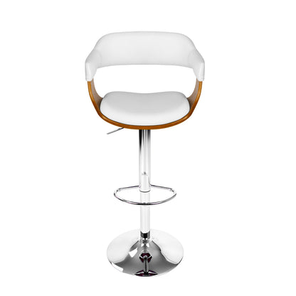 Wooden PU Leather Bar Stool - White and Chrome