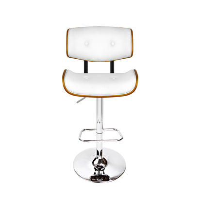 Wooden Gas Lift Bar Stool - White and Chrome