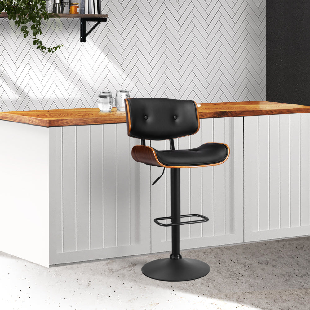 Sleek Artiss Bar Stool with Sturdy Steel Base and Wooden Seat