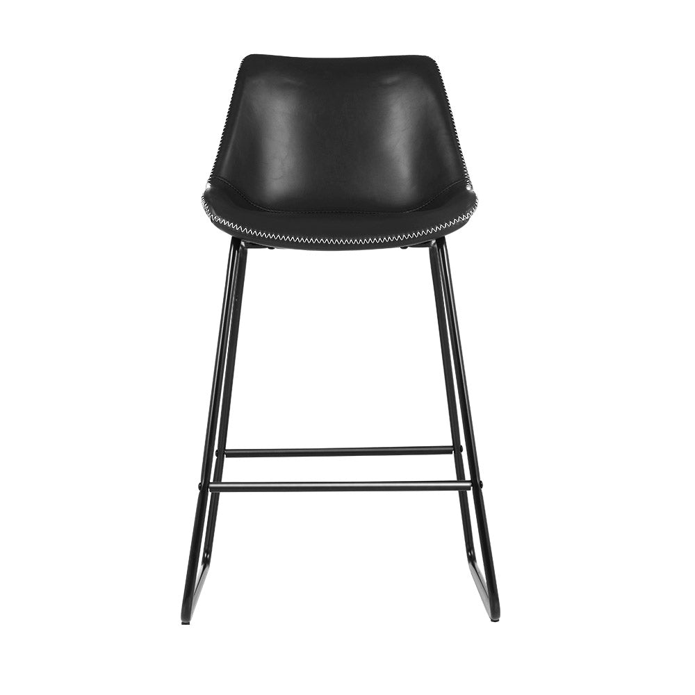 Artiss Set of 2 Bar Stools Kitchen Metal Bar Stool Dining Chairs PU Leather Black "Metal Barstools for Modern Living Spaces: Comfortable, Stylish, and Durable with Floor Protectors"