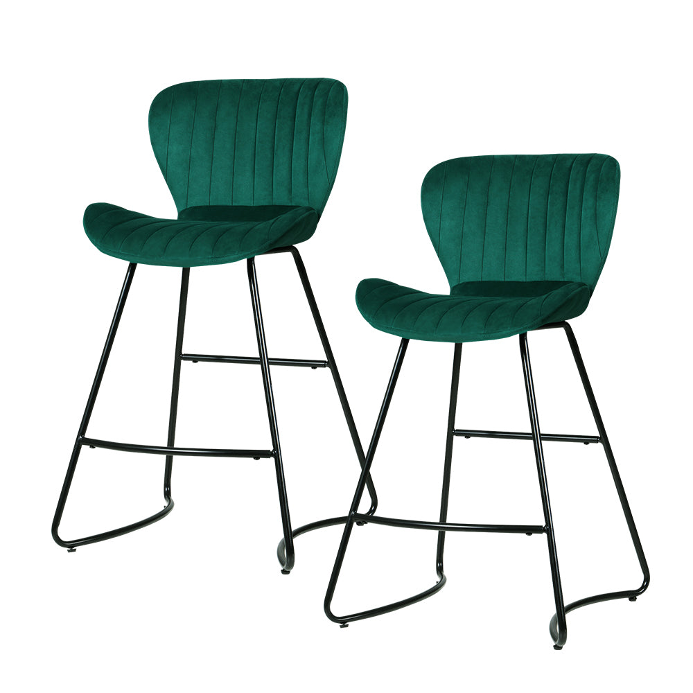 Artiss Bar Stools Kitchen Stool Velvet Dining Chairs Green Barstool Chair Metal