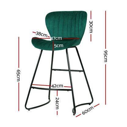 Green Velvet Barstool Chair