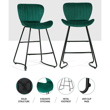 Green Velvet Barstool Chair