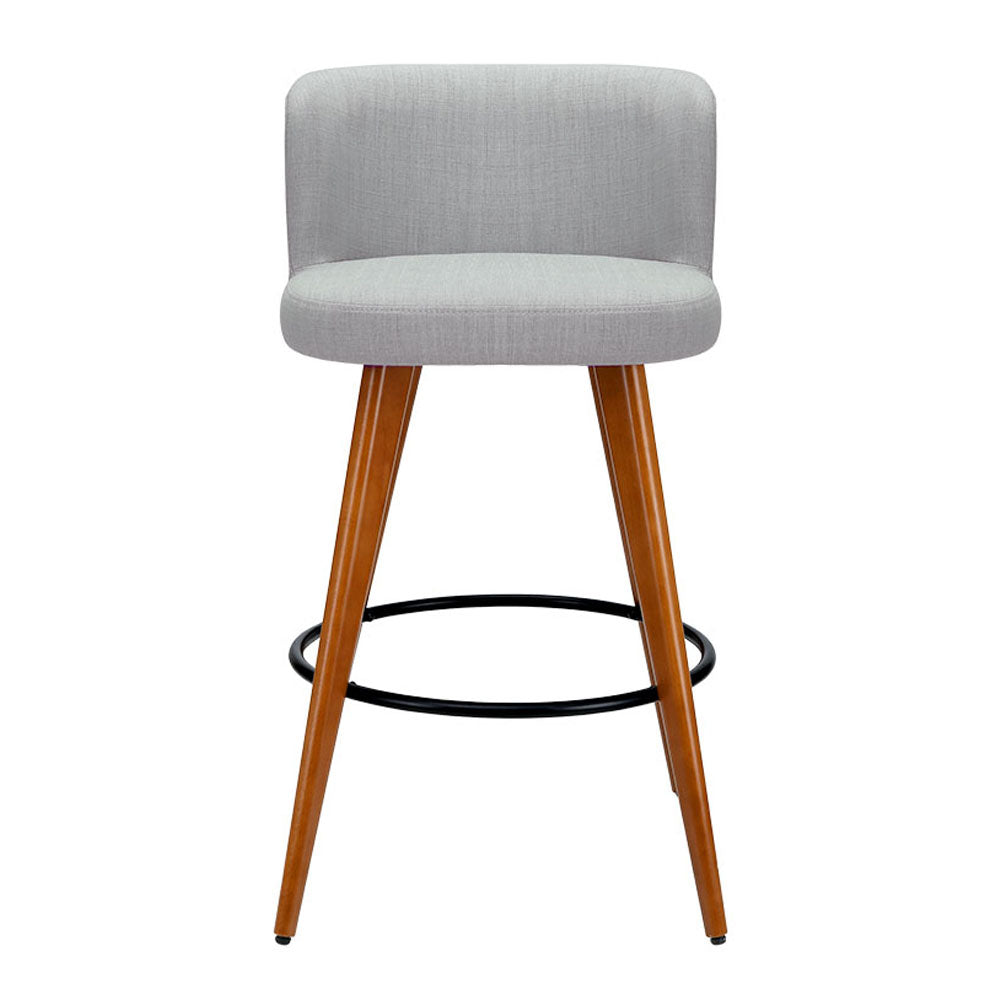 Barstool Now Wooden Fabric Bar Stools Circular Footrest - Charcoal - Set of 2