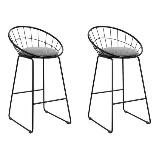 Artiss Set of 2 Bar Stools Steel Fabric - Grey and BlackModern Style and Comfort in Every Seating: Artiss Camden Bar Stools with Heavy-Duty Metal Frame and Fine Quality Faux-Linen Upholstery