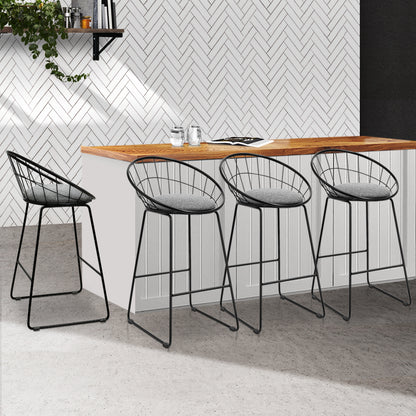 Barstool Now Bar Stools Steel Fabric - Grey and Black - Set of 4