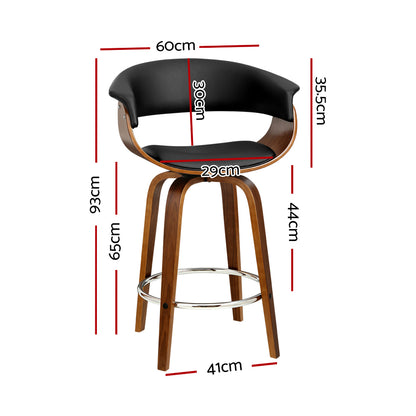 Swivel PU Leather Bar Stool - Wood and Black