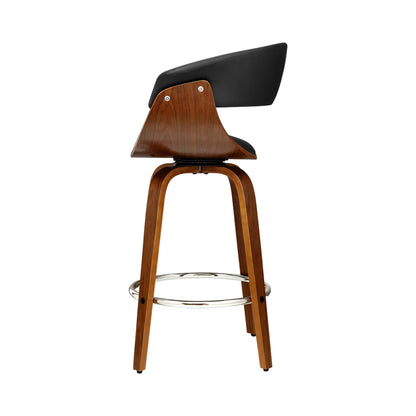 Swivel PU Leather Bar Stool - Wood and Black