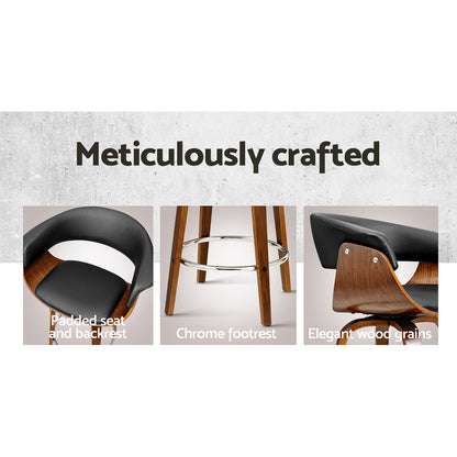 Swivel PU Leather Bar Stool - Wood and Black