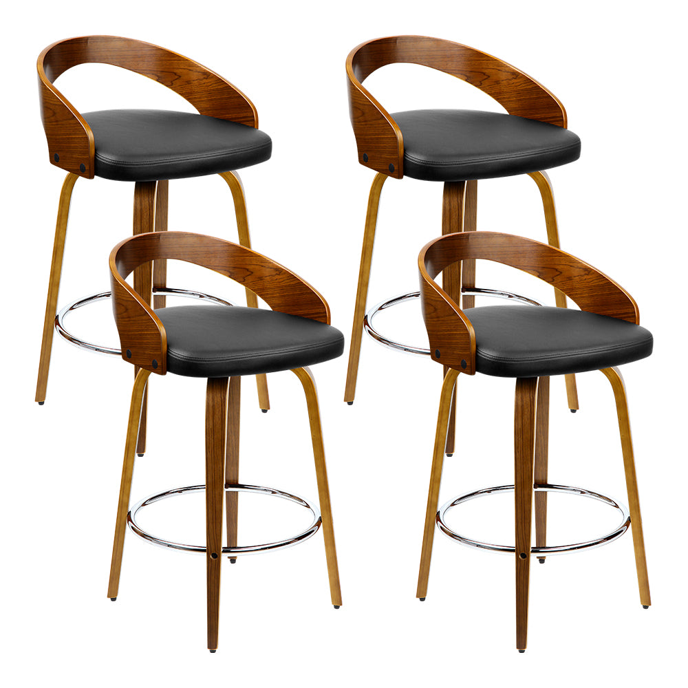 Barstool Now Walnut Wood Bar Stools Black and Brown Set of 4