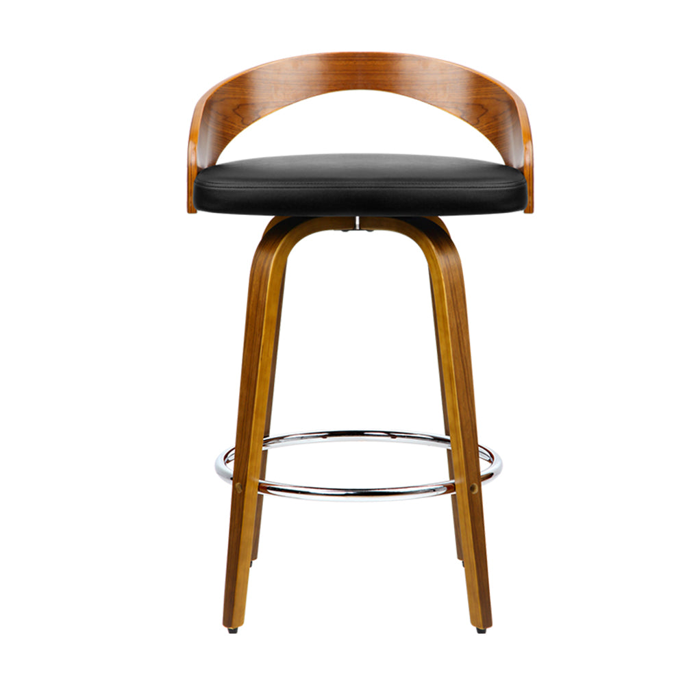 Barstool Now Walnut Wood Bar Stools - Black and Brown - Set of 4