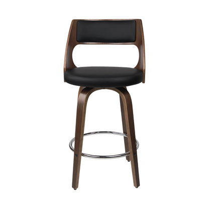 Barstool Now Wooden Bar Stools PU Leather - Black and Wood - Set of 2