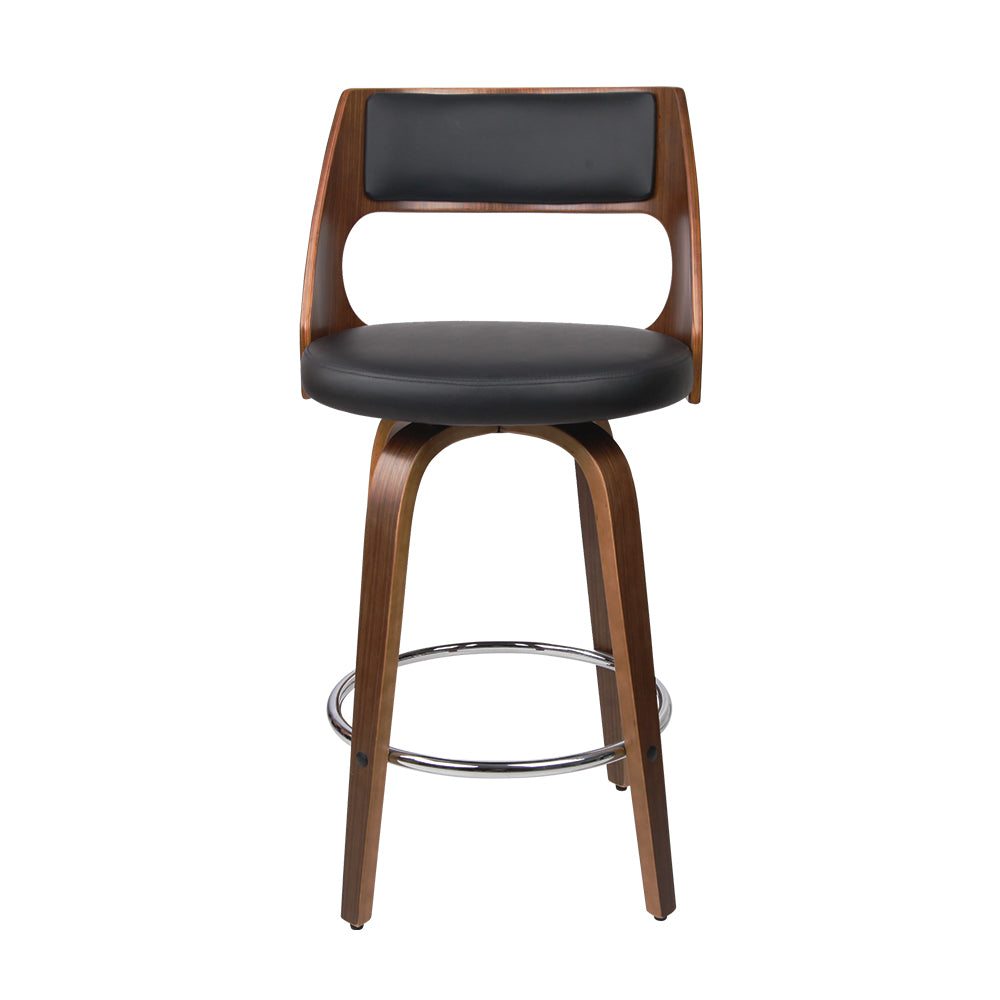 Barstool Now Wooden Bar Stools PU Leather - Black and Wood - Set of 4