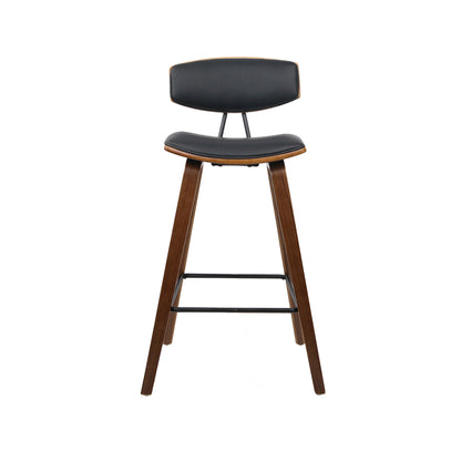 Barstool Now PU Leather Circular Footrest Bar Stools - Black - Set of 4