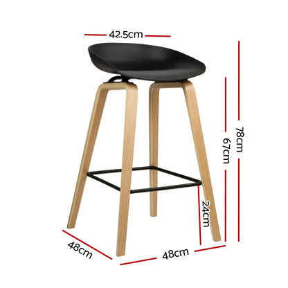 Barstool Now Wooden Square Footrest Bar Stools - Black - Set of 2