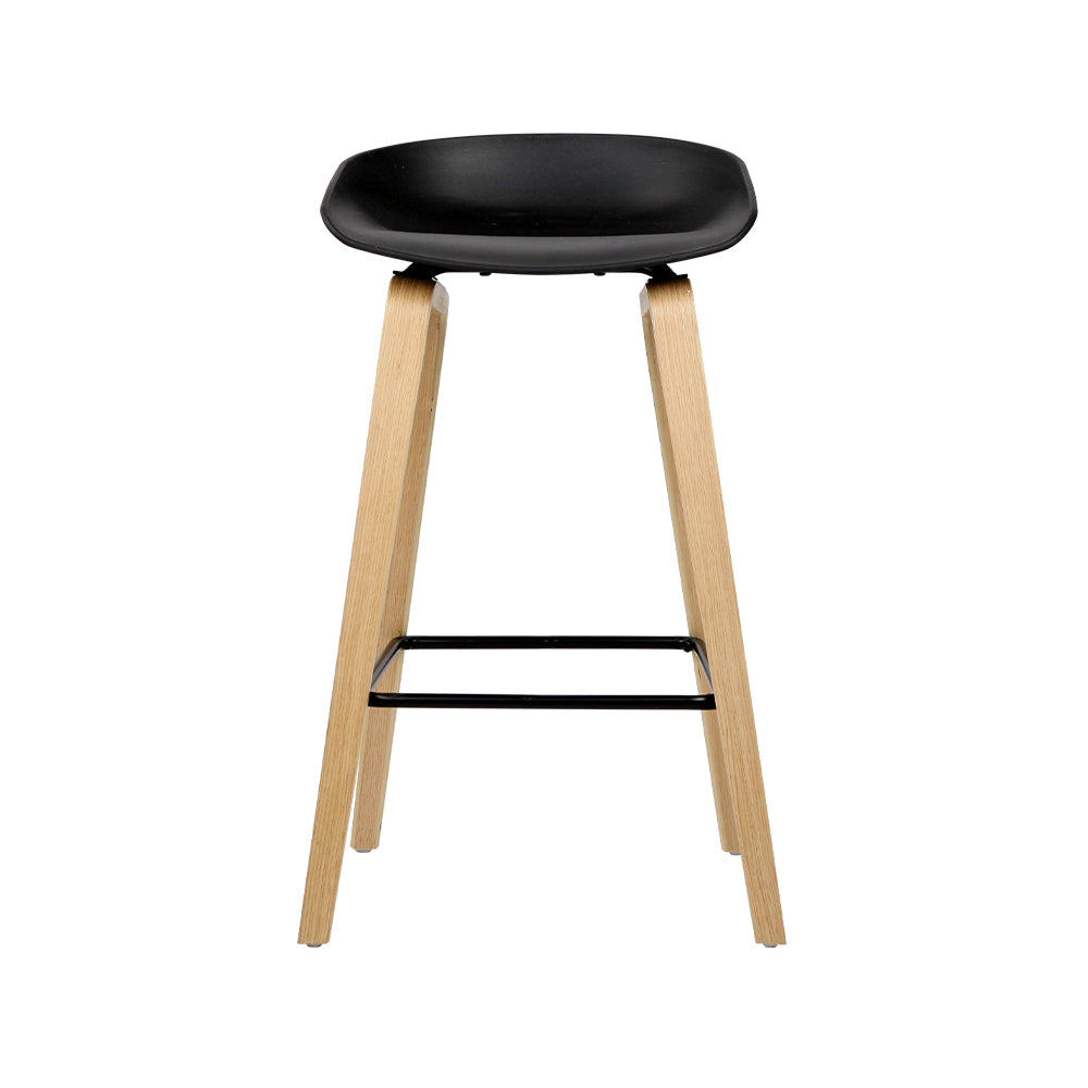 Barstool Now Wooden Square Footrest Bar Stools - Black - Set of 2