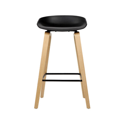 Barstool Now Wooden Square Footrest Bar Stools - Black - Set of 2