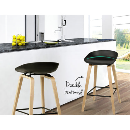 Barstool Now Wooden Square Footrest Bar Stools - Black - Set of 2